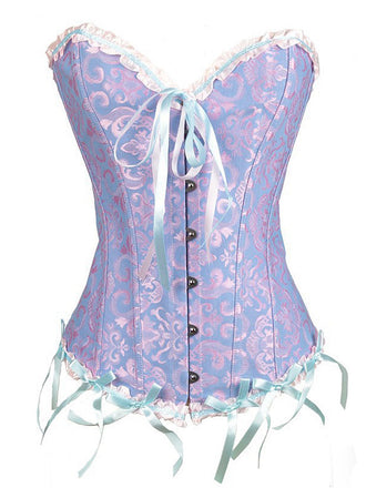 Corset à lacets imprimé palais style steampunk vintage