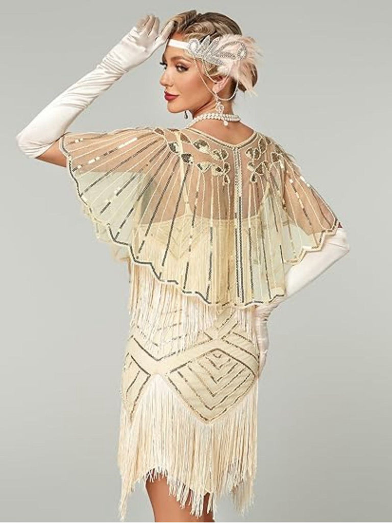 Cape courte à paillettes géométriques des années 1920