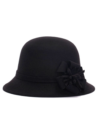 Chapeau cloche en imitation laine unie avec nœud