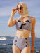 Maillot de Bain à Col Licou Noir à Carreaux