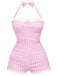 Maillot de bain une pièce noir à pois dos nu et nœud papillon années 1950