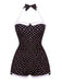 [Prévente] Noir Halter à Pois Nœud Maillot de Bain Une Pièce Années 1950