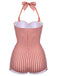 Maillot de Bain une Pièce à Carreaux et Nœud Papillon Retro