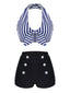 Ensemble de bikini à rayures dos nu rétro