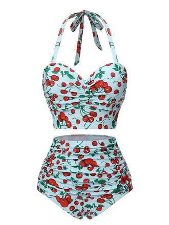Maillot de bain d'été rétro cerise à licou années 1950