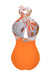 Maillot de bain fleuri à bretelles croisées avec nœud papillon années 1950