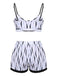 Maillot de bain à bretelles patchwork à ondulations d'eau 1950s