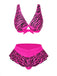 Ensemble bikini imprimé zèbre à bretelles rose années 1950