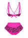 Ensemble bikini imprimé zèbre à bretelles rose années 1950
