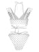 Ensemble bikini à volants et lacets à pois des années 1970