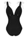 Maillot de bain noir uni à lacets et épaules froncéesa années 1950
