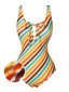 Maillot de bain une pièce à rayures diagonales des années 1960