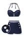 Maillot de bain patchwork bleu style marine années 1940