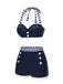 Maillot de bain patchwork bleu style marine années 1940