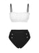 Ensemble bikini en dentelle colorblock noir et blanc années 1930