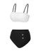 Ensemble bikini en dentelle colorblock noir et blanc années 1930
