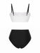 Ensemble bikini en dentelle colorblock noir et blanc années 1930