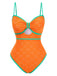 Maillot de bain une pièce creux contrastées nœud papillon des années 1960