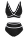 Ensemble bikini taille haute à bordure contrastée des années 1950