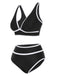 Ensemble bikini taille haute à bordure contrastée des années 1950
