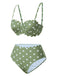 Bikini vert à pois et bordures pétales des années 1940