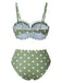 Bikini vert à pois et bordures pétales des années 1940