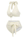 Maillot de bain licou texturé à col V profond des années 1950