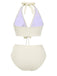 Maillot de bain licou texturé à col V profond des années 1950
