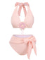 Maillot de bain licou texturé à col V profond des années 1950