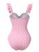 Maillot de bain une pièce rose à volants géométriques des années 1950