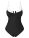 Maillot de bain une pièce à bretelles colorblock des années 1980