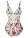 Maillot de bain une pièce fleuri à bretelles en trou de serrure années 1950