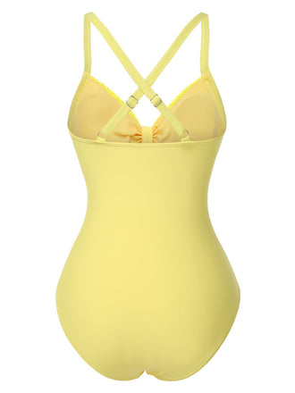 Maillot de bain une pièce à bretelles spaghetti et dos croisé des années 1950