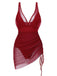 Maillot de bain une pièce transparent rouge années 1950