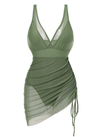 Maillot de bain une pièce transparent à cordon de serrage des années 1950