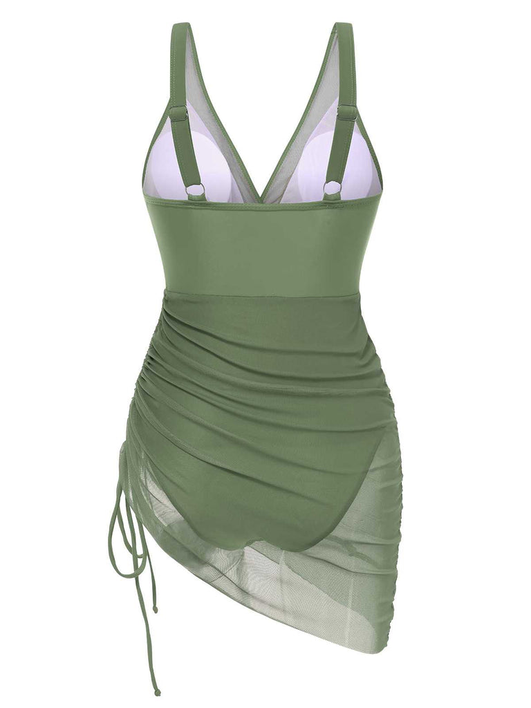 Maillot de bain une pièce transparent rouge années 1950