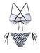 Ensemble bikini noir et blanc à rayures zébrées et étoiles de mer années 1950