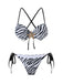 Ensemble bikini noir et blanc à rayures zébrées et étoiles de mer années 1950