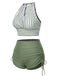 Maillot de bain à rayures creuses col rond des années 1950