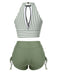 Maillot de bain à rayures creuses col rond des années 1950
