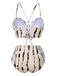 Maillot de bain beige à lacets dans le dos imprimé éclaboussures d'encre années 1950