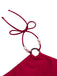 Ensemble bikini dos nu rouge style princesse avec perles des années 1970