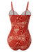 Maillot de bain rouge à bretelles creuses cachemire années 1970