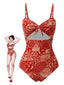 Maillot de bain rouge à bretelles creuses cachemire années 1970