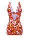 Maillot de bain une pièce marron à fleurie bohème années 1960