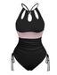Maillot de bain col trou de serrure et liens croisés des années 1950