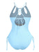 Maillot de bain col trou de serrure et liens croisés des années 1950