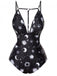 Maillot de bain une pièce gothique col V profond étoile et lune années 1980