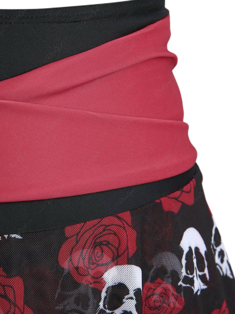 Maillot de bain jupe dos nu rose années 1980