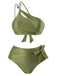 Ensemble bikini asymétrique en tissu texturé et perles des années 1950